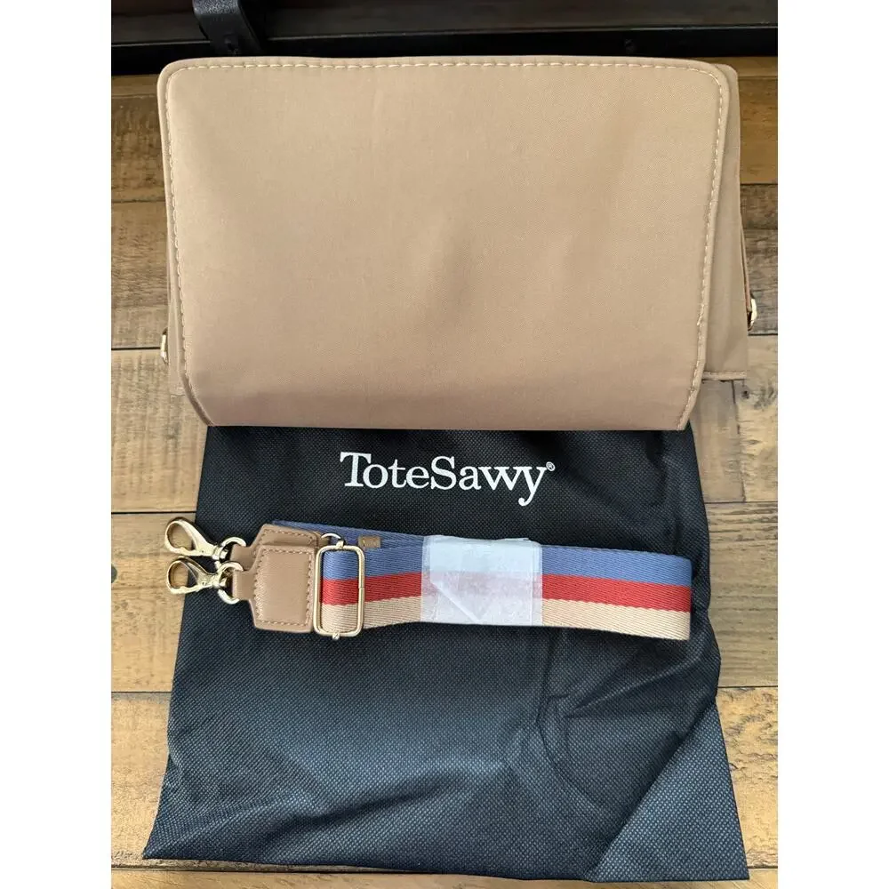 ToteSavvy Crossbody Diaper Bag Changing Mat, Wipes Pocket Tan - Picture 1 of 10